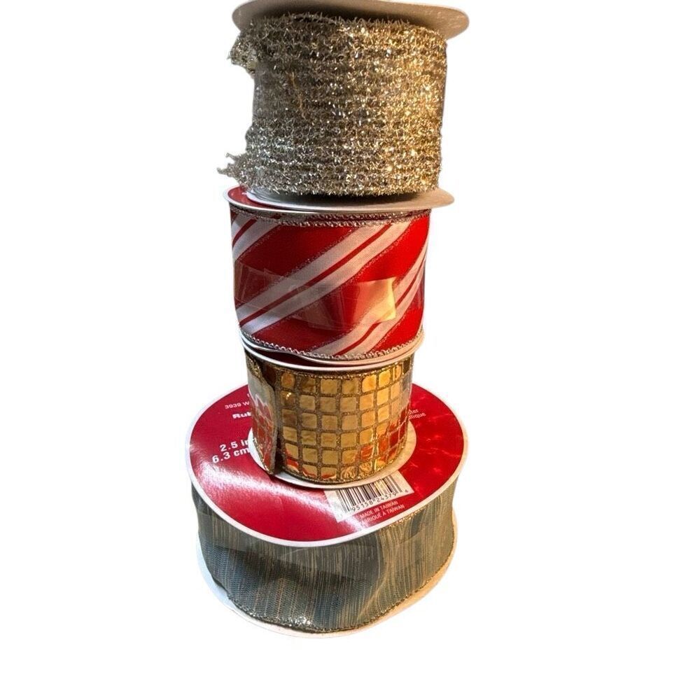 Celebrate It Metallic Wired Assorted Ribbon Spool Lot of 4 NWT